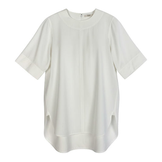Ee25 CELINE セリーヌ ファイロ フィービー期 チュニック丈 とろみブラウス 5分袖 サイズ36 ホワイト レディース 女性服k02i