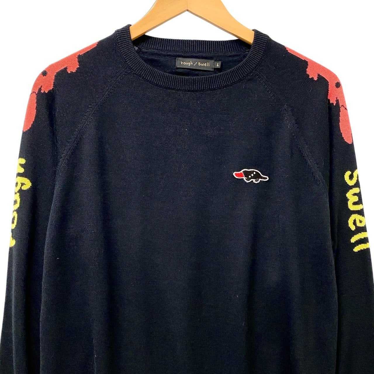 5c6 rough & swell ラフ&スウェル F.C Knit ウール アクリル 12G ニットセーター クルーネック  メンズ 紳士服 RSM-18205 サイズL ブラックu02t