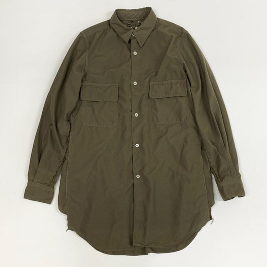 Aj15 《極美品》COMME des GARCONS コムデギャルソン 製品染めエステルシャツ 23AW 長袖シャツ  RL-B007 XS カーキ メンズu02t