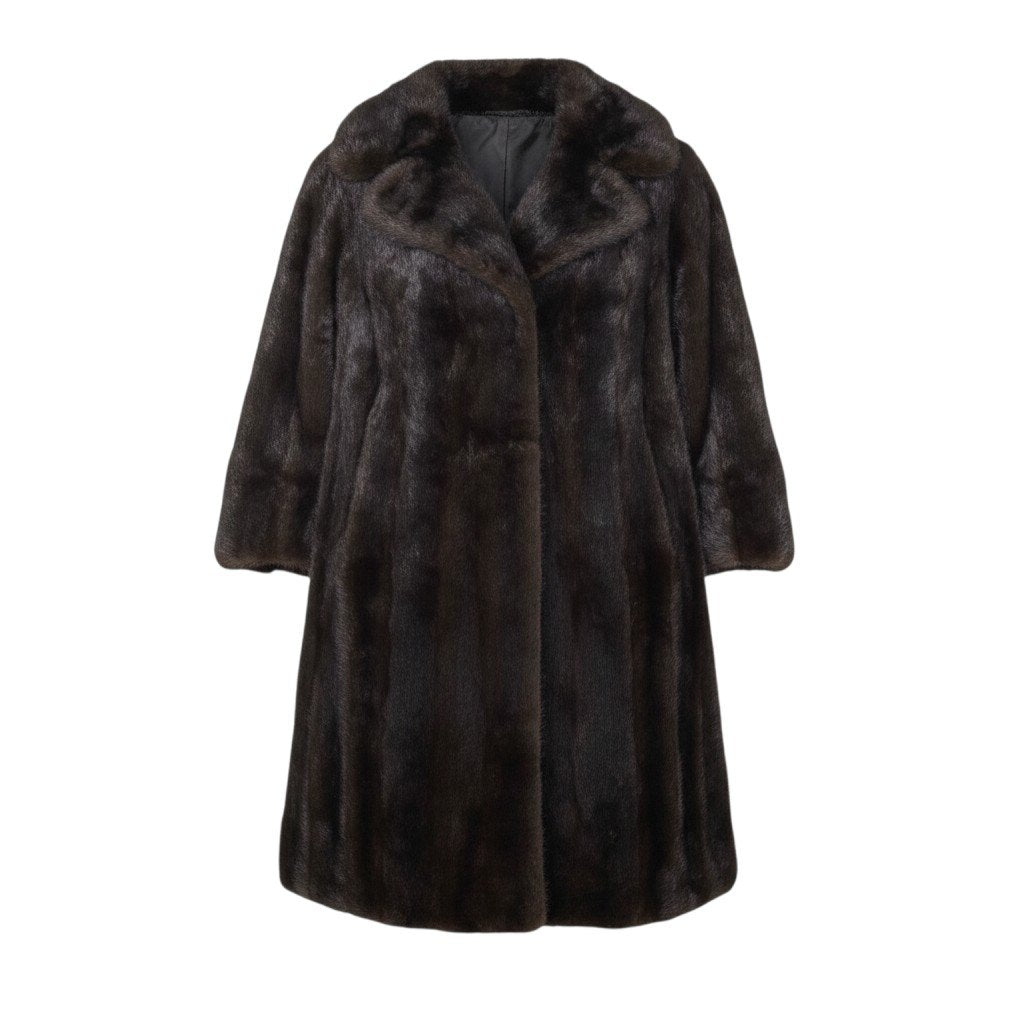 93h9 マホガニーミンク 超ロング ファーコート 丈115cm サイズ 茶系 本毛皮 Mink Fur Long Coat 毛質◎t18r