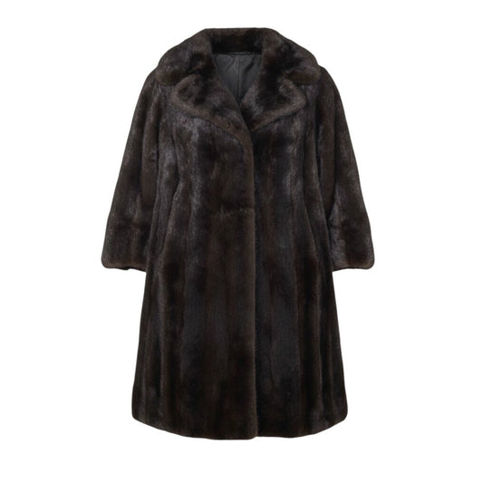 93h9 マホガニーミンク 超ロング ファーコート 丈115cm サイズ 茶系 本毛皮 Mink Fur Long Coat 毛質◎t18r