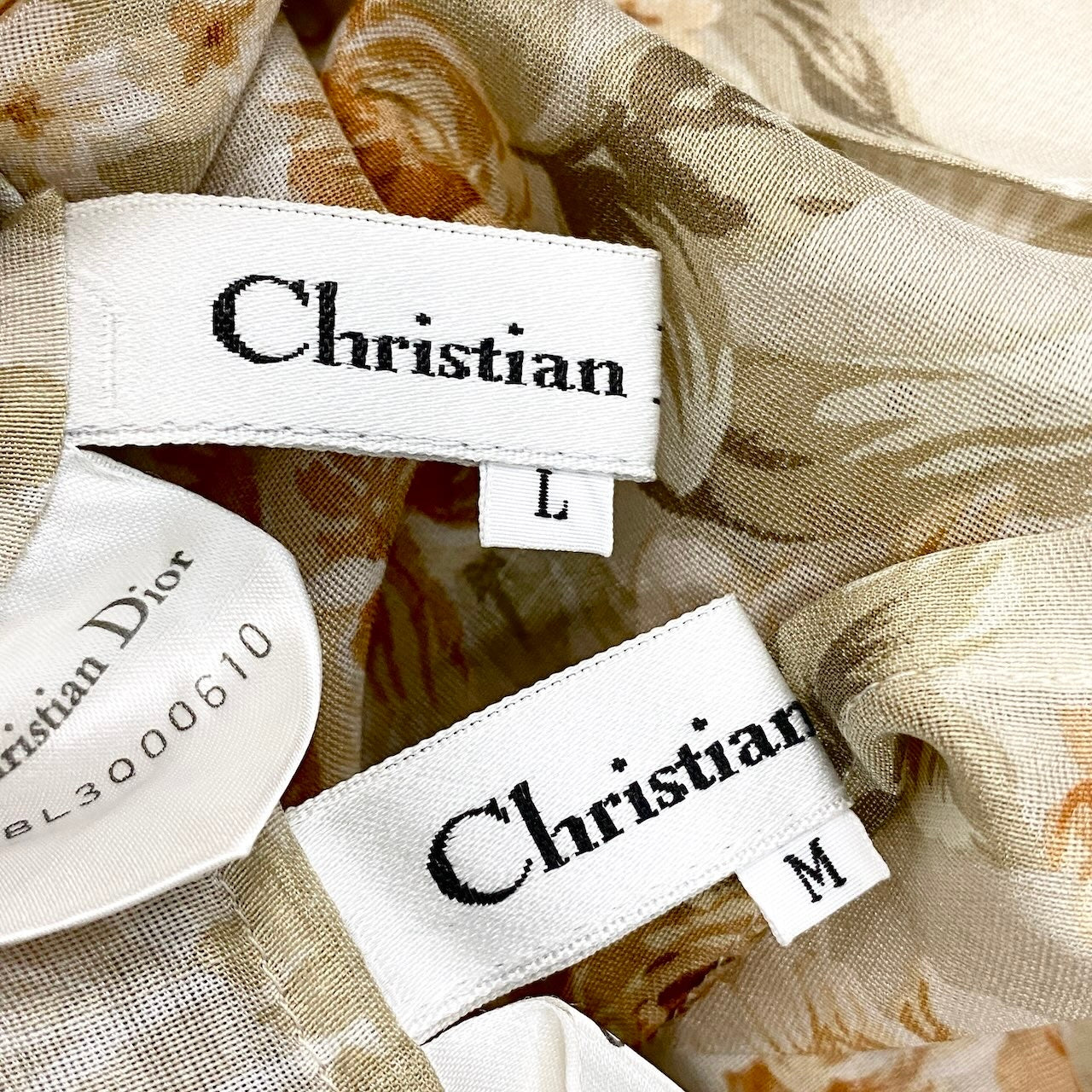 72e15 Christian Dior クリスチャンディオール フラワープリント ダブルブレストジャケット 半袖シャツ 2点セット 薄手 花柄 サイズL マルチカラー コットンシルク レディース 女性用u02t