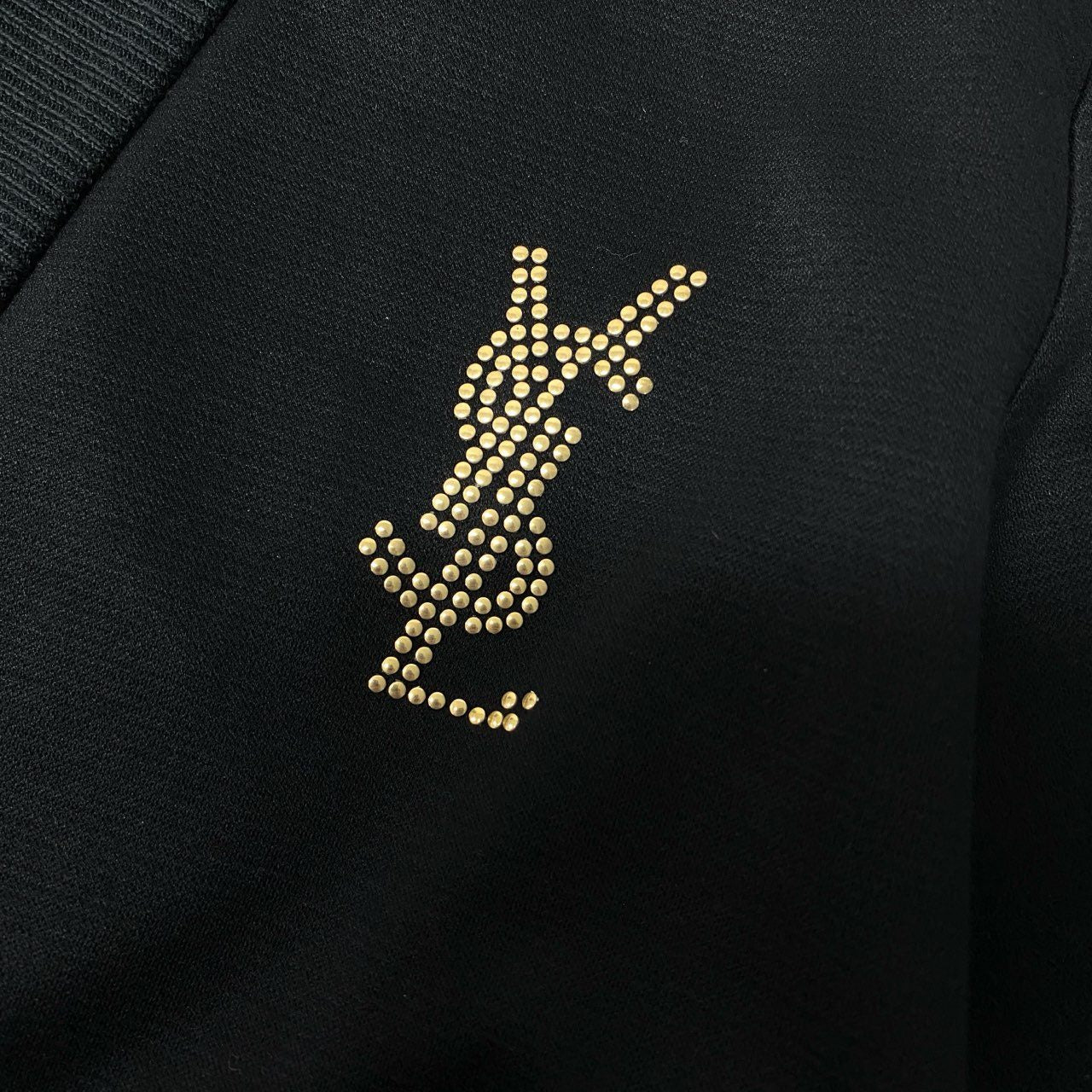 Ia29 Vintage Yves Saint Laurent ヴィンテージ イヴサンローラン YSL カサンドラロゴ ビジュー 金ボタン カーディガン 羽織 Cassandre Logo Cardigan Gold Buttons M ブラック コットン レディースo07t