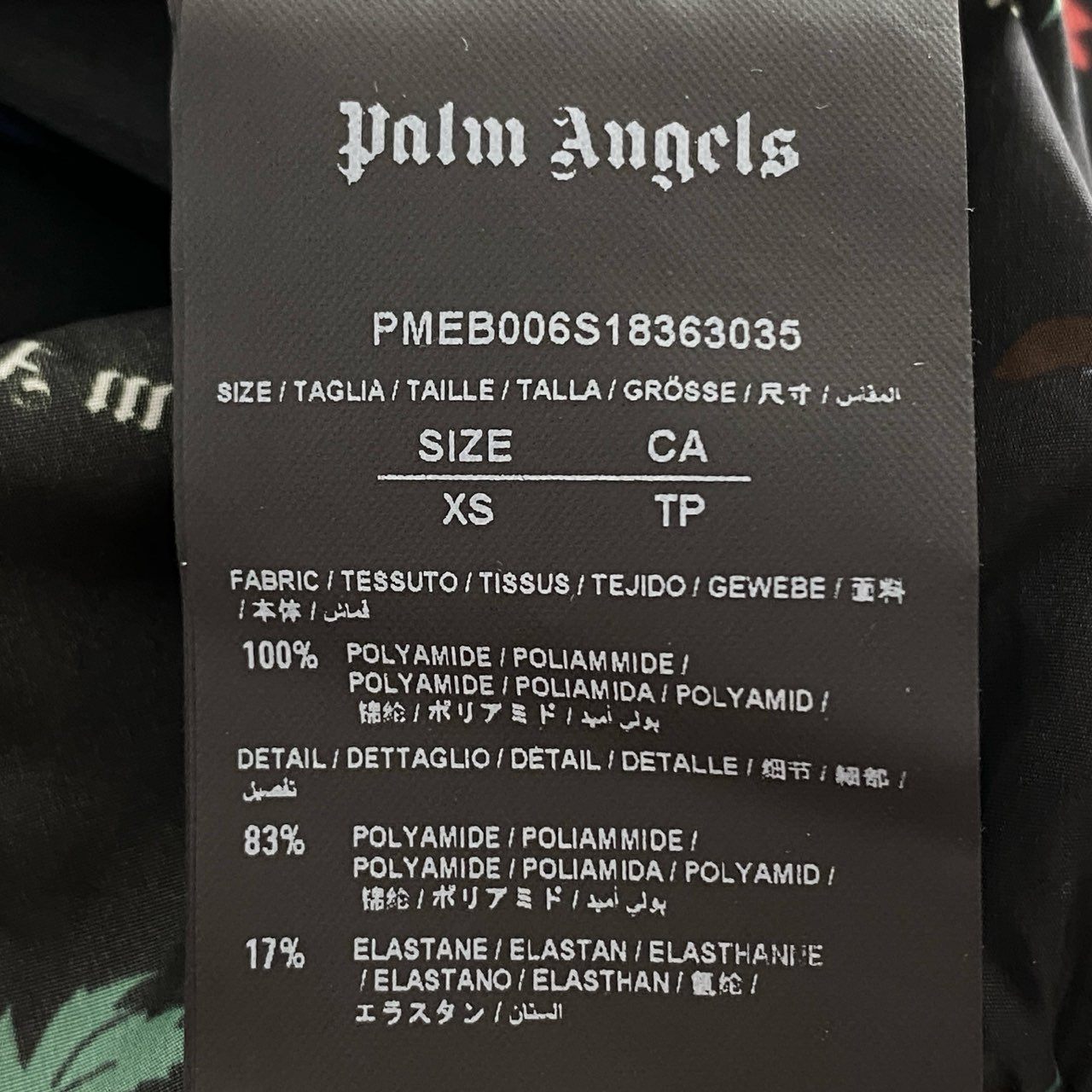 59e11 Palm Angels パームエンジェルス ボタニカル柄 ナイロンジャケット ジップアップブルゾン フーディ PMEB006S18363035 XSサイズ ブラック ポリアミド