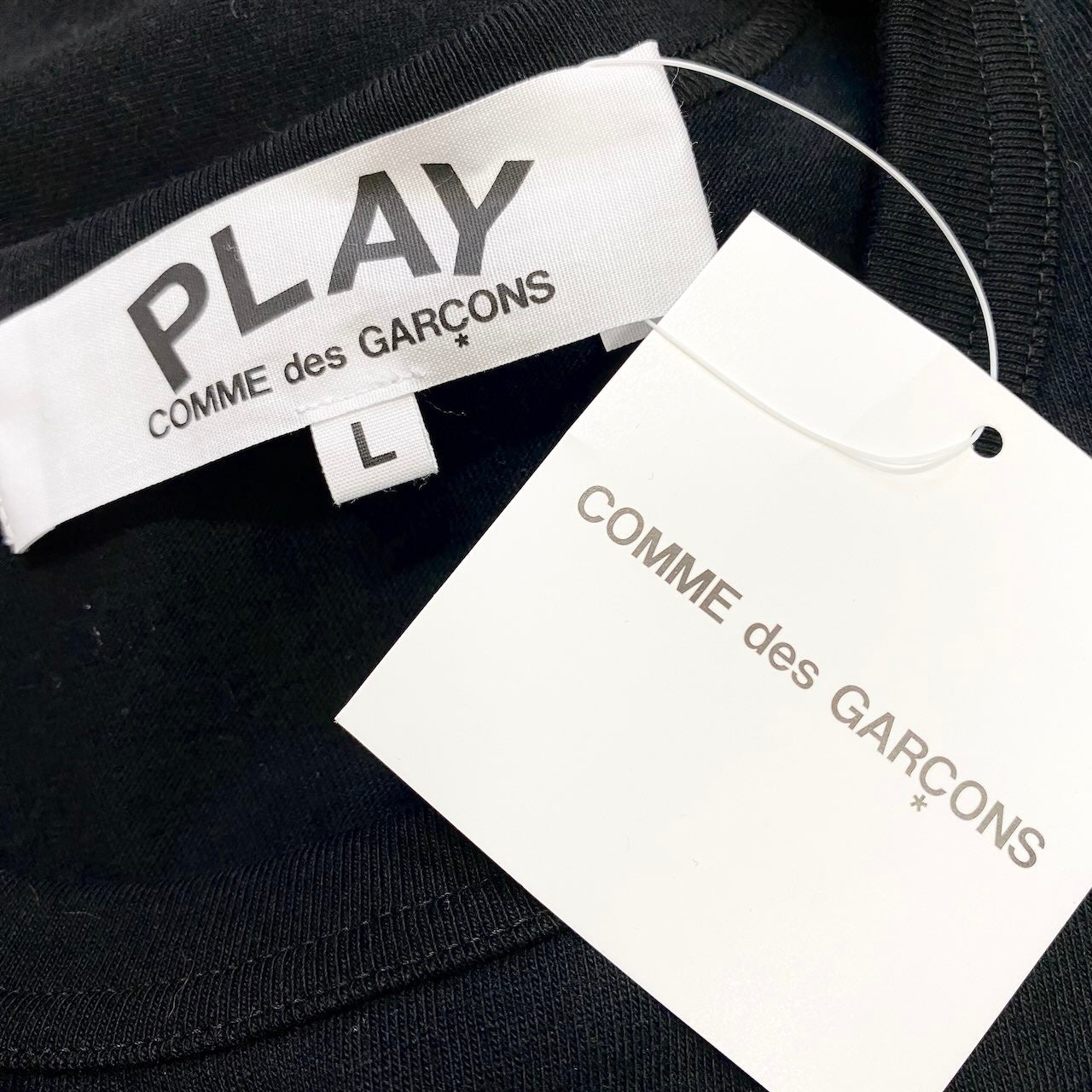 32e16 PLAY COMME des GARCONS プレイコムデギャルソン 長袖Tシャツ ロングスリーブTシャツ 胸元ワッペン AD2020 Lサイズ ブラック コットン100％ メンズo07t