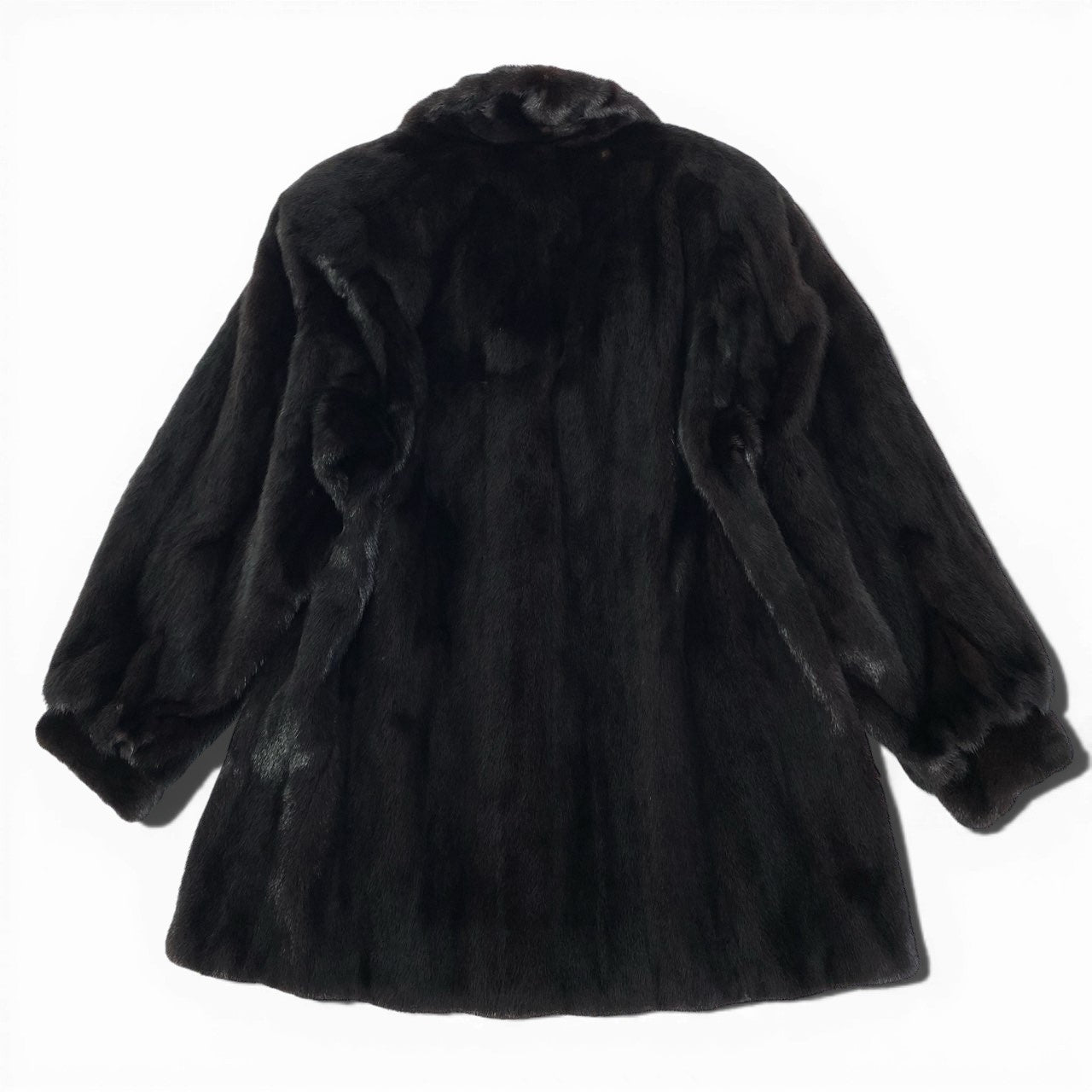 23a14 DONALD BROOKS MITSUKOSHI ダークミンク ロングコート サイズF ブラック 最高級本毛皮 Mink Fur Coatt18r