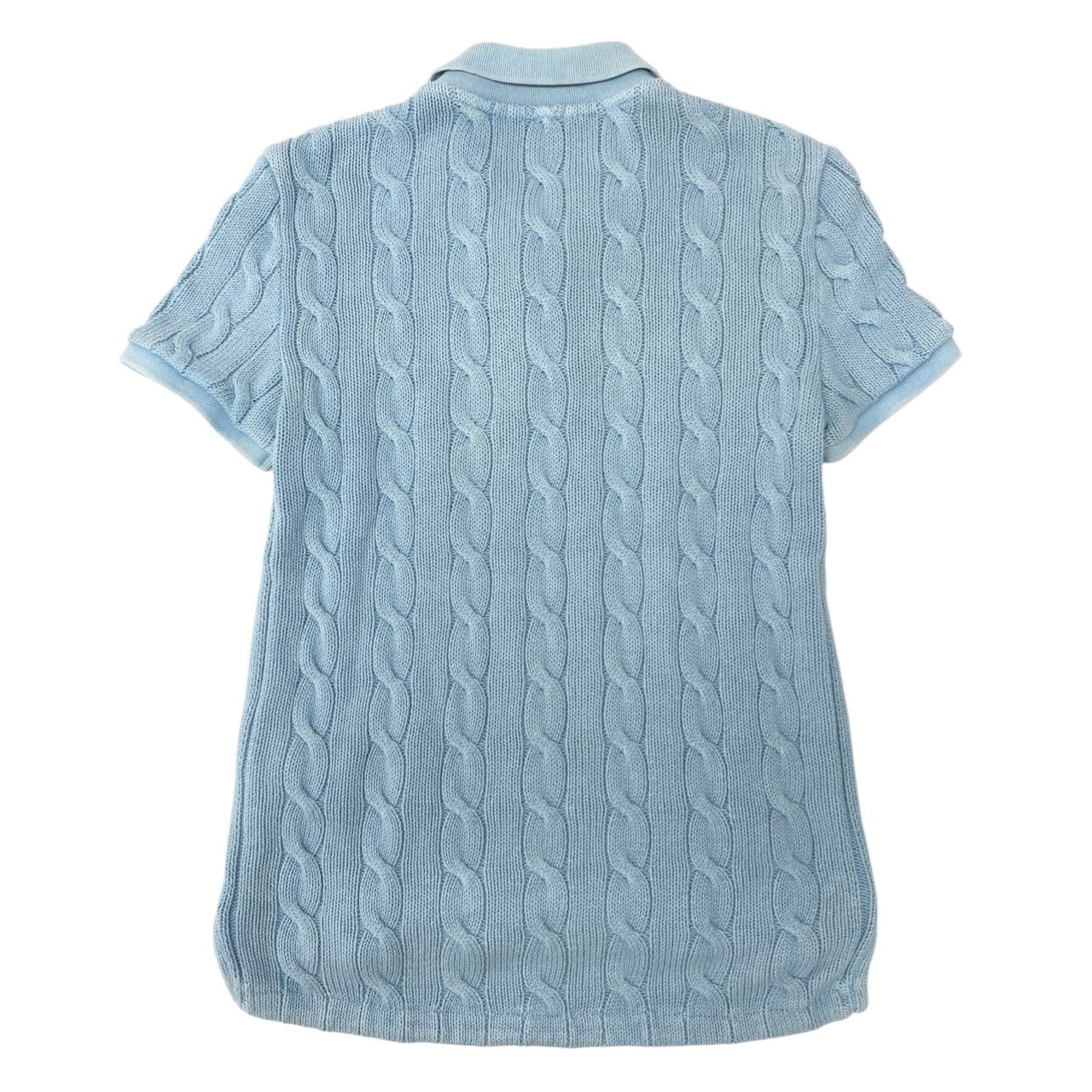 5c5 Polo by Ralph Lauren ポロバイラルフローレン ヴィンテージ加工 半袖ニット ポロシャツ トップス M ライトブルー コットン レディースu02t