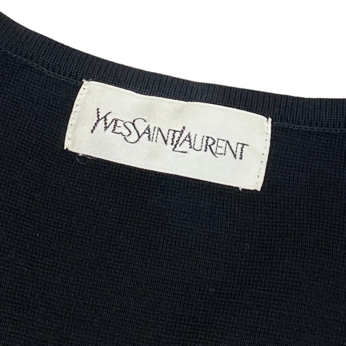 i21 YVESSAINTLAURENT ニットロングカーディガン ゴールドボタン  Mサイズ ブラック ウール100％ レディース 女性用u02t
