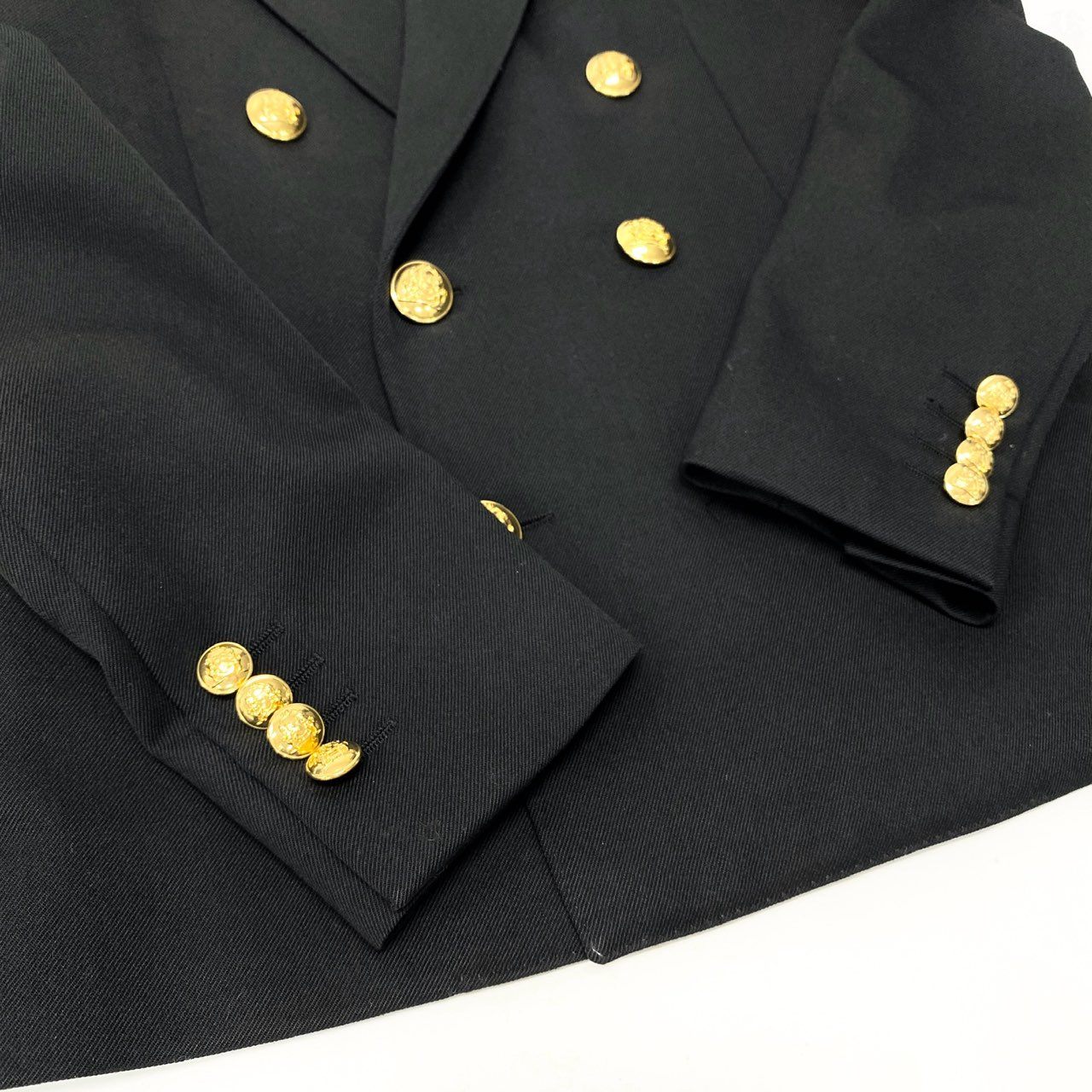 83c4 CELINE セリーヌ 2D SHORT JACKET IN DIAGONAL WOOL ダブルテーラードジャケット 金ボタン 2V687092D 34サイズ ブラック ウール100％ メンズ 男性用o07t