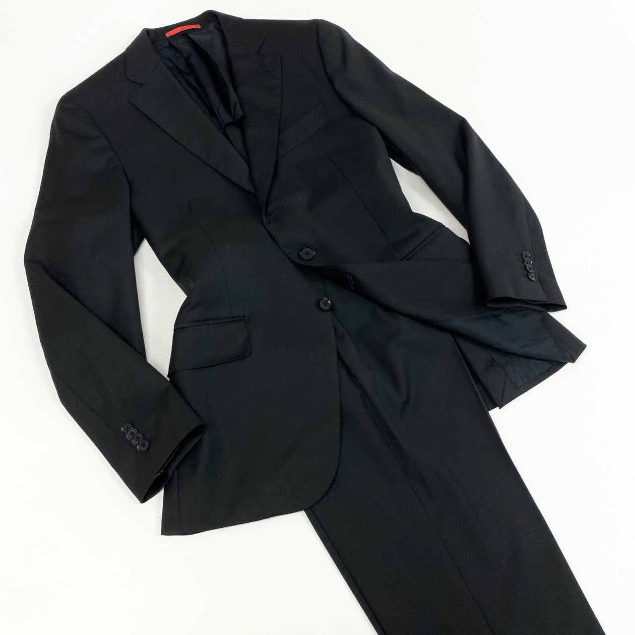 87f24 《美品》 ISAIA NAPOLI イザイア シングルスーツ セットアップ AQUASPIDER サイズ50 ブラック ウール100％ メンズ 紳士服 イタリア製