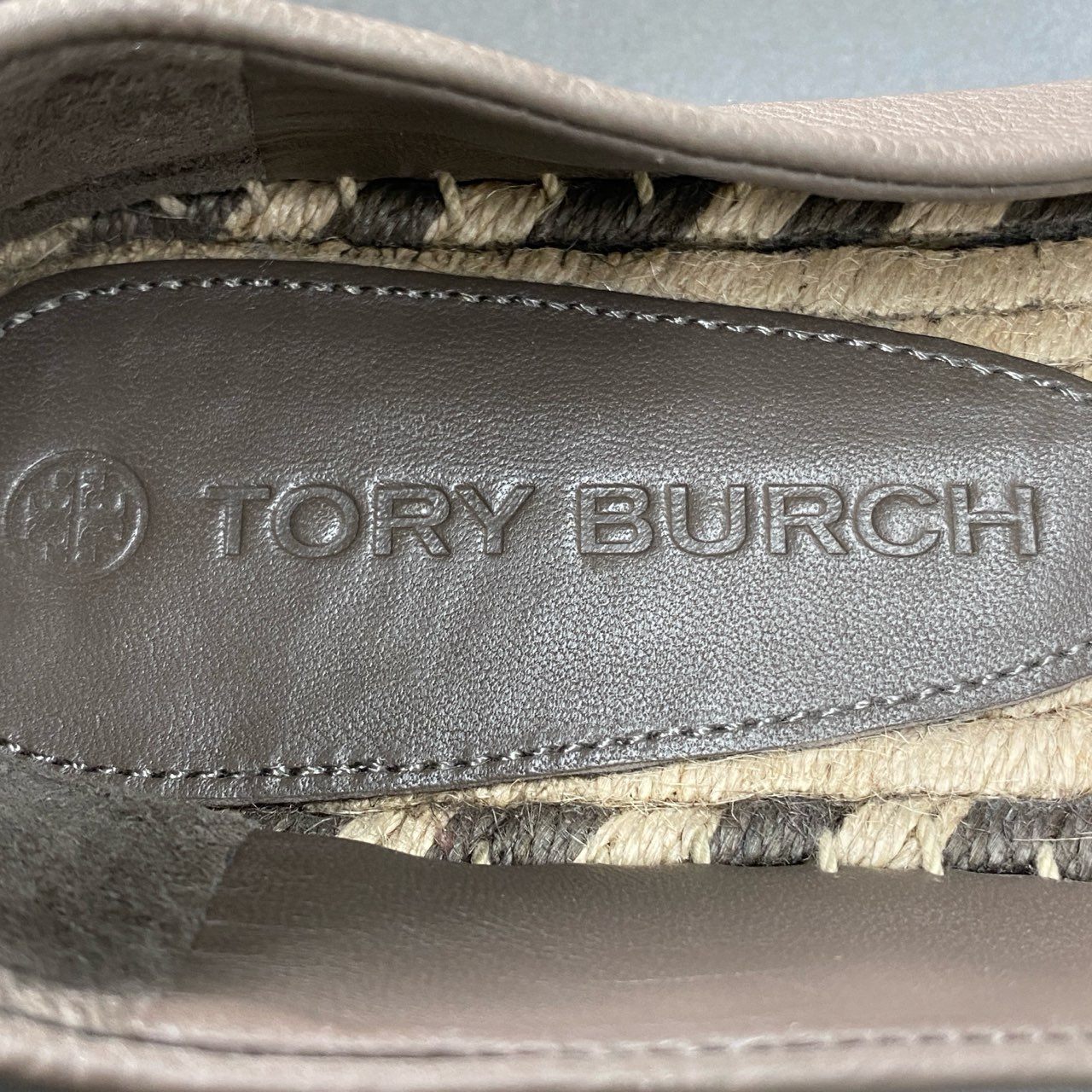 1f27 《美品》 TORY BURCH トリーバーチ レザー切替 ロゴ入り エスパドリーユ シューズ サイズ8M レディース 女性用 靴