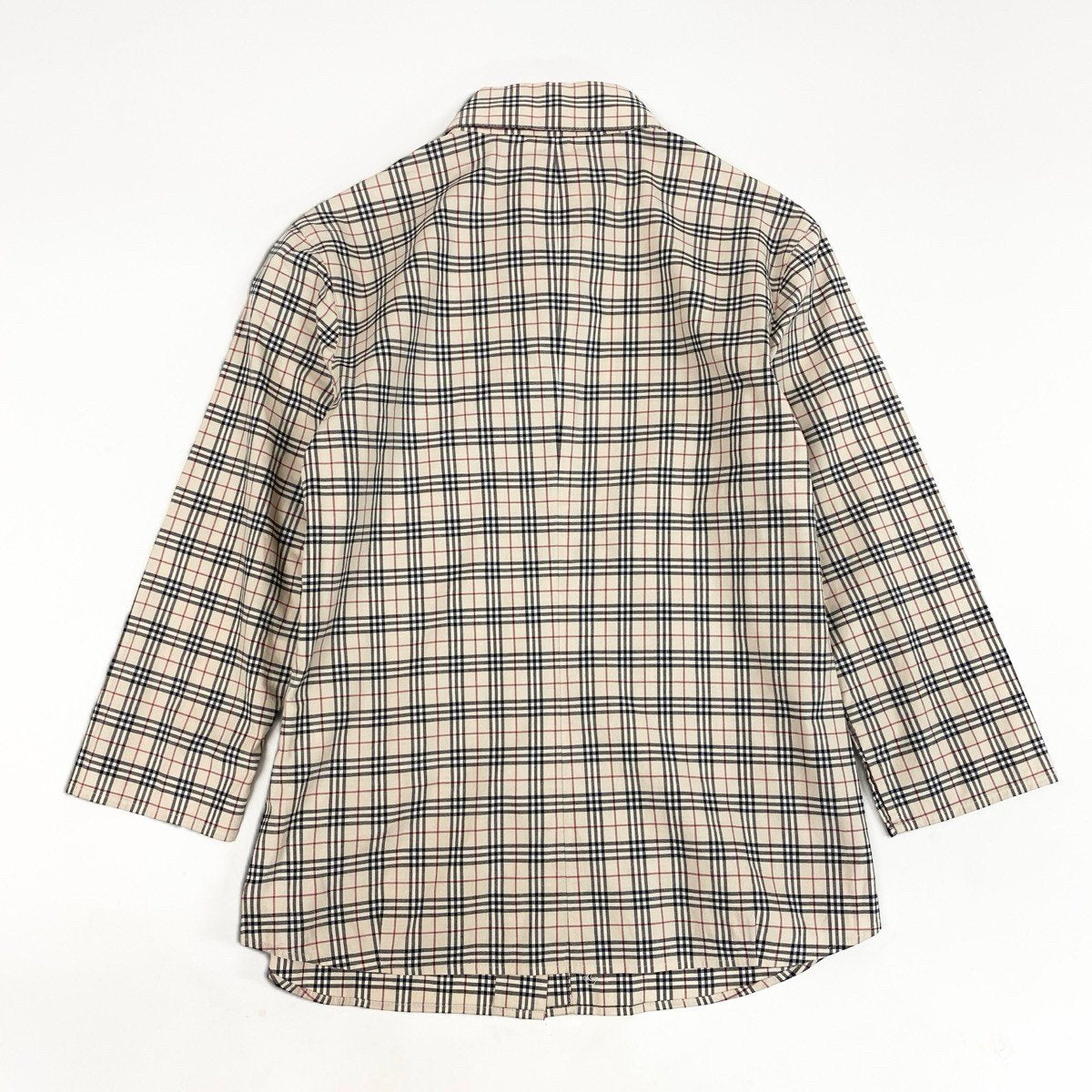 6i14 BURBERRY LONDON コットンシャツ 七分袖 ノバチェック ホースロゴ 38サイズ ベージュ レディース 女性用u02t