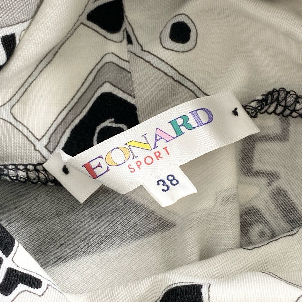 5e8 LEONARD SPORT  レオナール スポーツ タートルネック 長袖Tシャツ ロングスリーブカットソー トップス 伸縮ストレッチ サイズ38 ブラ ック ホワイト レディース 日本製