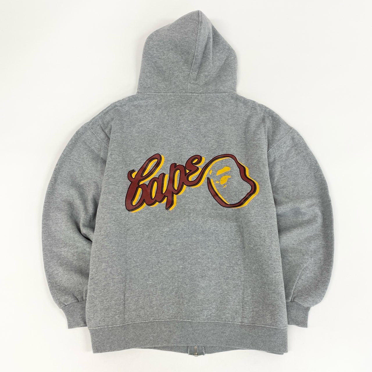 49f2 A BATHING APE アベイシングエイプ 初期 ジップパーカー ロゴジップフーディ トップス バックプリント VINTAGE ヴィンテージ Lサイズ グレー コットン