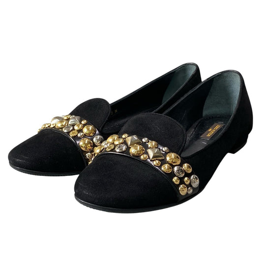 1d20 LOUIS VUITTON ルイヴィトン スタッズジュエル スエードローファー サイズ36 ブラック シューズ 女性靴 箱 袋有t18r