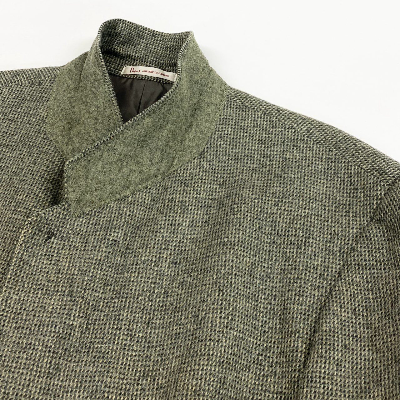 52L9 Papas パパス 英国 Joshua Ellis生地 ツイードジャケット テーラードジャケット L グリーン系 ウール カシミヤ メンズu02t