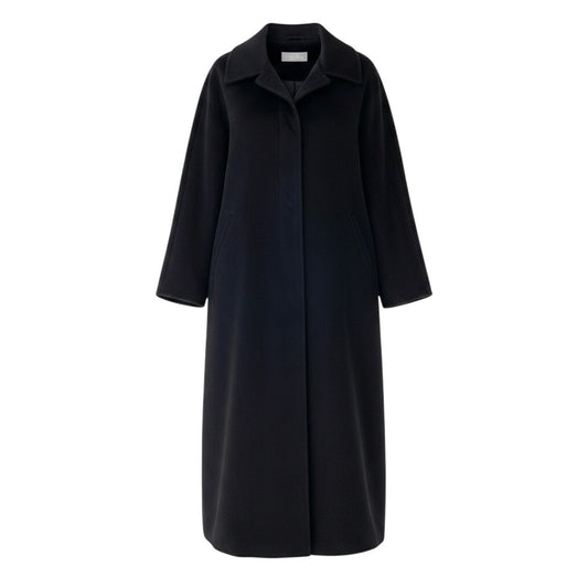 10g15 MaxMara マックスマーラ ステンカラーコート 超ロング丈  サイズ42 ブラック レディース 女性用u02t
