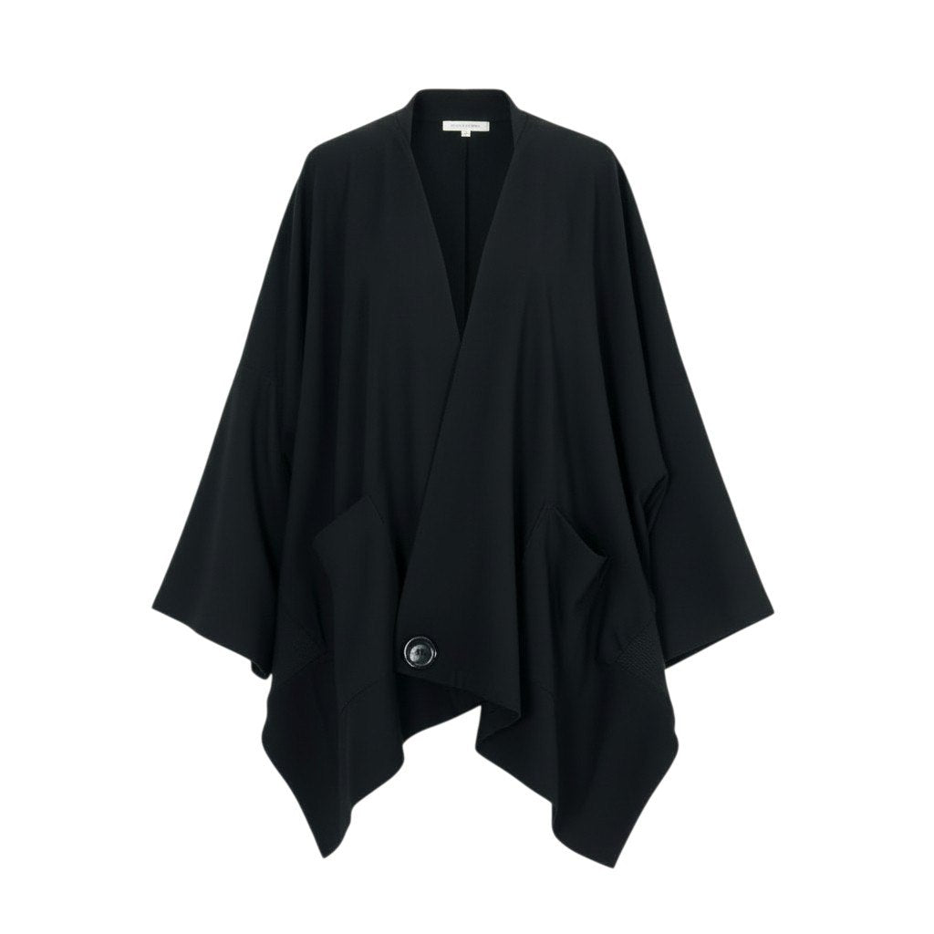 13b10 《美品》 LIMI feu リミフゥ ウールギャバジン 変形ジャケット 着物羽織 和装 ブラック ウール レディース ヨウジヤマモトk02i