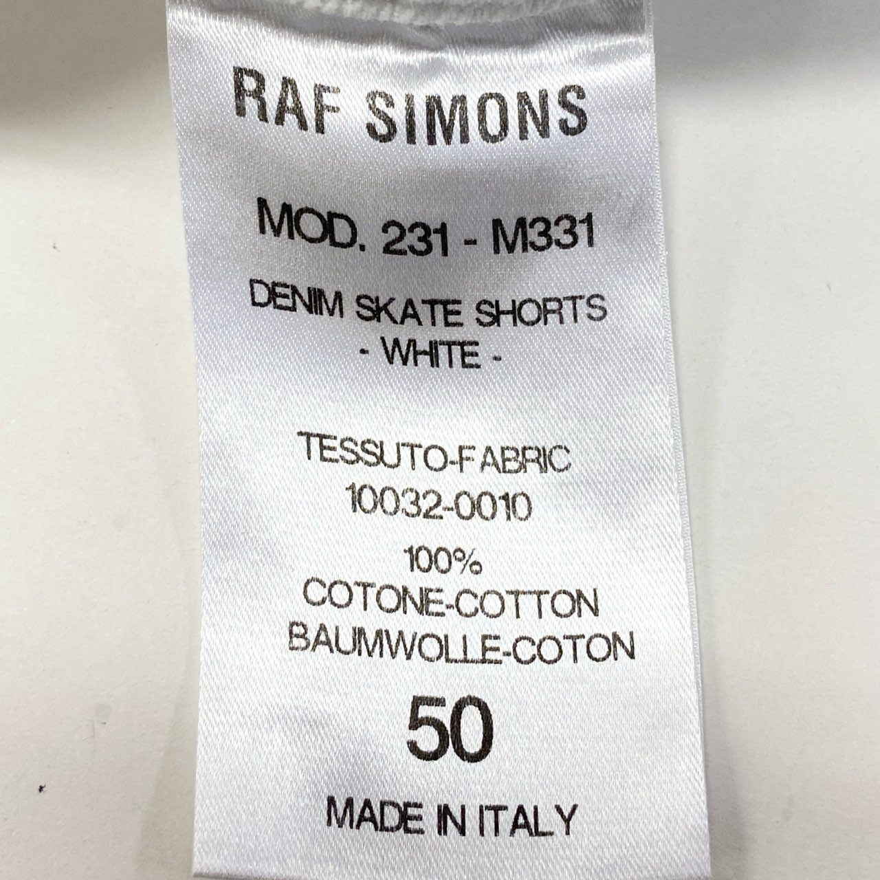 2a29 RAF SIMONS ラフシモンズ 23SS DENIM SKATE SHORTS デニムスケートショートパンツ ボトムス 231-M331 50サイズ ホワイト コットン100％ メンズo07t