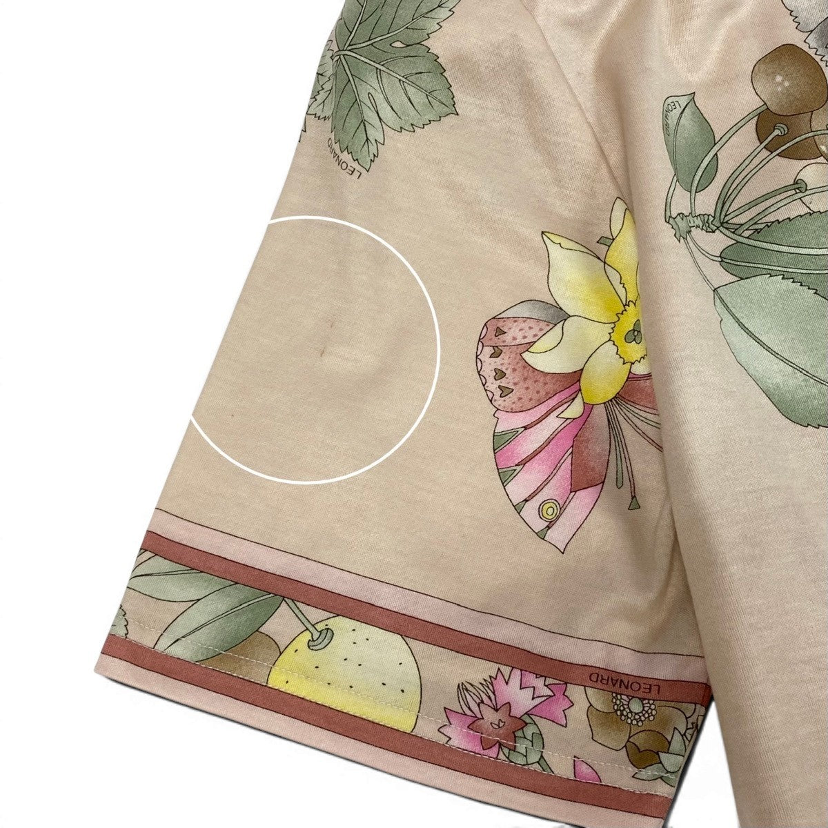 11f5 LEONARD FASHION レオナール 半袖Tシャツ カットソー 美しい花柄プリント 大きいサイズ LL ピンク系 コットン100％ レディース 女性服u02t