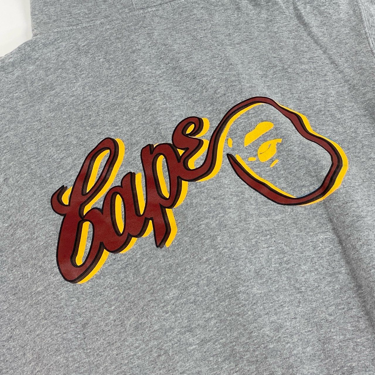 49f2 A BATHING APE アベイシングエイプ 初期 ジップパーカー ロゴジップフーディ トップス バックプリント VINTAGE ヴィンテージ Lサイズ グレー コットン