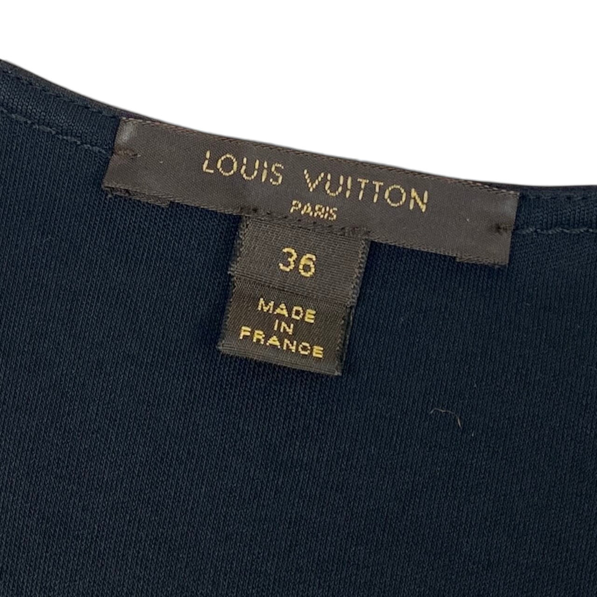 i19 LOUIS VUITTON モノグラム 半袖ワンピース ゴールドボタン フランス製 36サイズ ブラック レディース 女性用u02t
