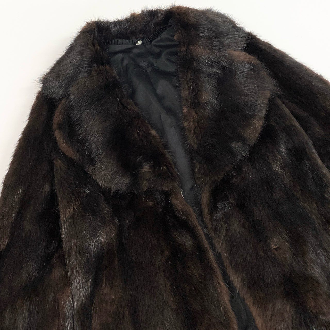 48a22 本毛皮 ロングコート  サイズ11 ダークブラウン リアルファー FUR COATo07t