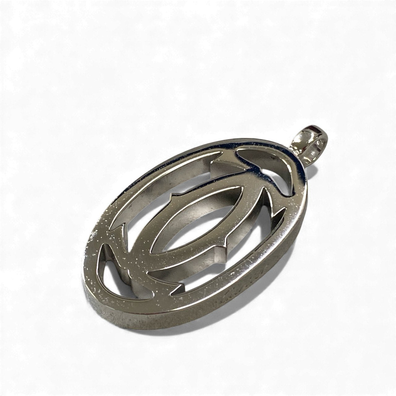 《美品》 Cartier カルティエ 2C ロゴ ペンダントトップ チャーム シルバー 箱付き アクセサリー ネックレス ジュエリーt18r