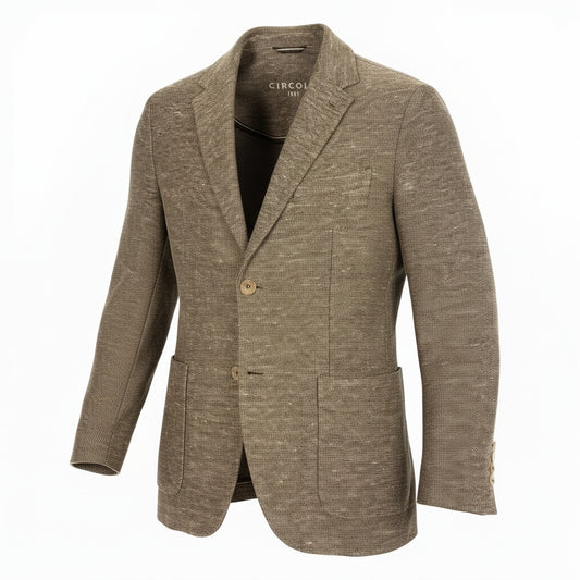 22a23 CIRCOLO 1901 チルコロ テーラードジャケット アンコンジャケット ジャージー生地 48 ブラウン系 メンズu02t
