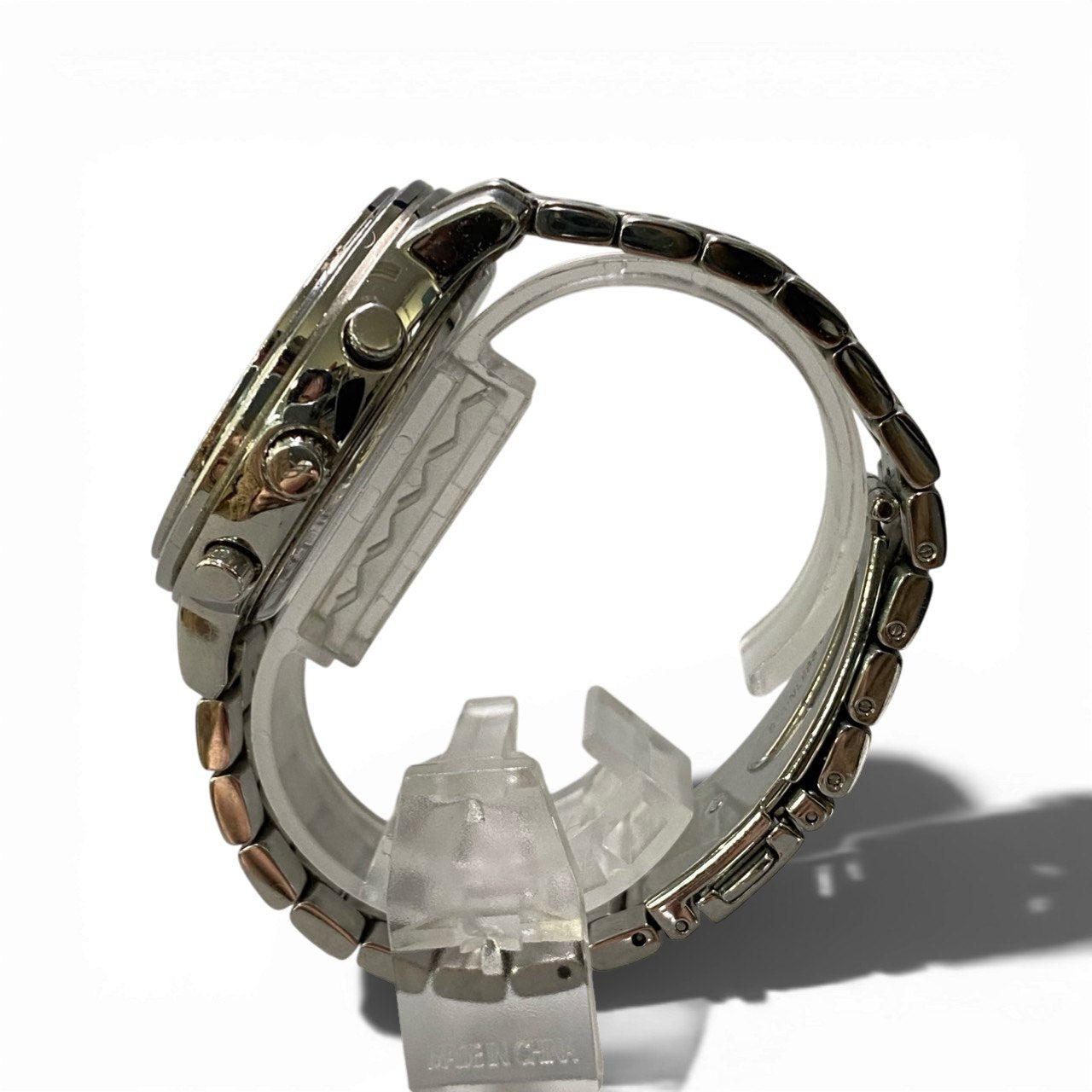 b12 【美品】 agnes b アニエスベー クロノグラフ デイト クォーツ 腕時計 QZ VD53-KWB0 シルバー ホワイト ステンレスk02i