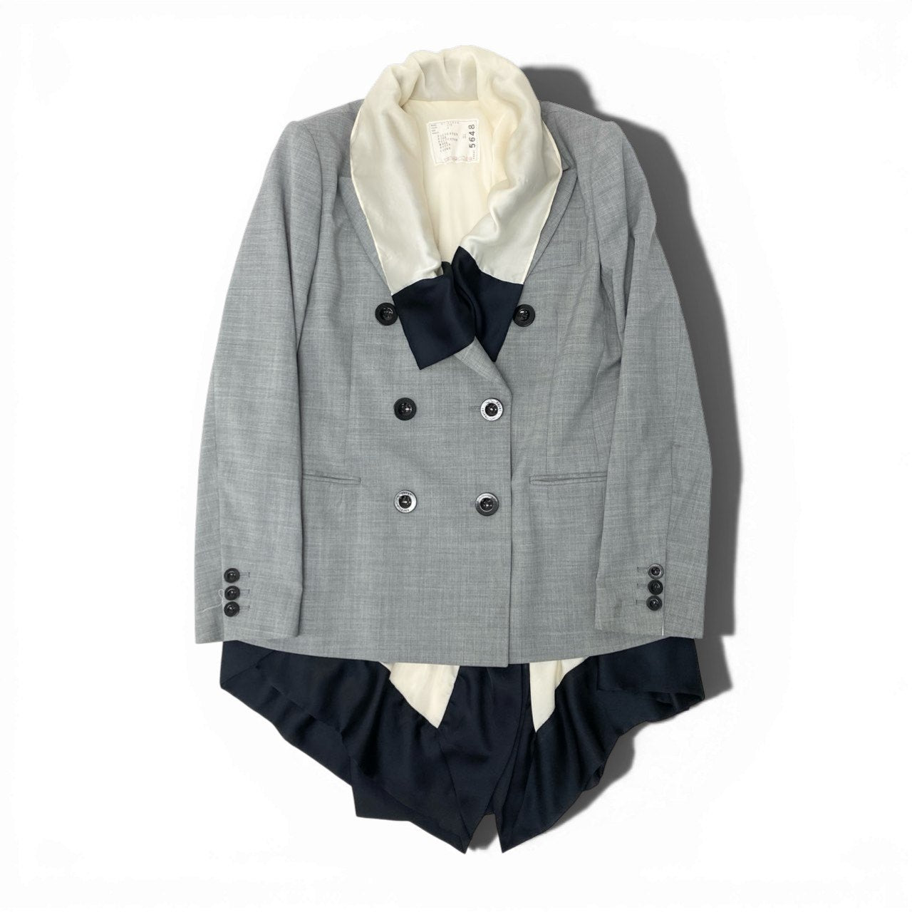 75c4 sacai サカイ Suiting Mix Jacket テーラードジャケット レイヤードジャケット 21-05648 2サイズ グレー レディース 女性用o07t