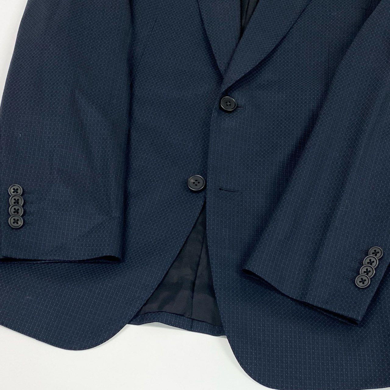 66a14【美品】 Paul Smith ポールスミス セットアップスーツ シングルスーツ 総柄 2B ウール混 日本製 メンズ 紳士服 M2 ネイビーo07t