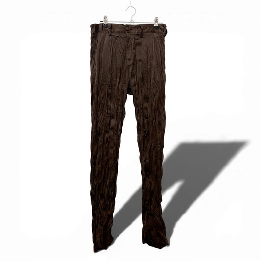 Ab13 ISSEY MIYAKE イッセイミヤケ プリーツスラックスパンツ ボトムパンツ プリーツ加工 IM74-FF618 Mサイズ ブラウン ポリエステル100％ メンズ 男性用u02t