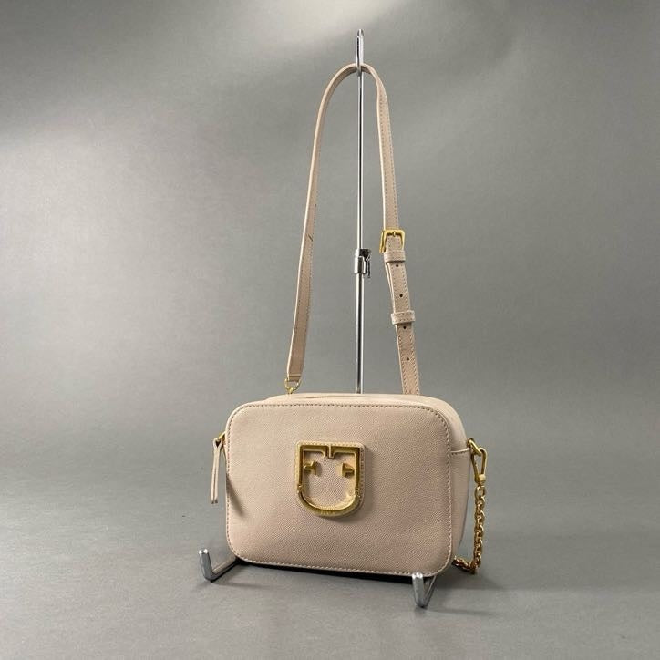 Bh15 FURLA フルラ BRAVA MINI チェーン ショルダーバッグ ベージュ レザー Leather Shoulder Bag イタリア製