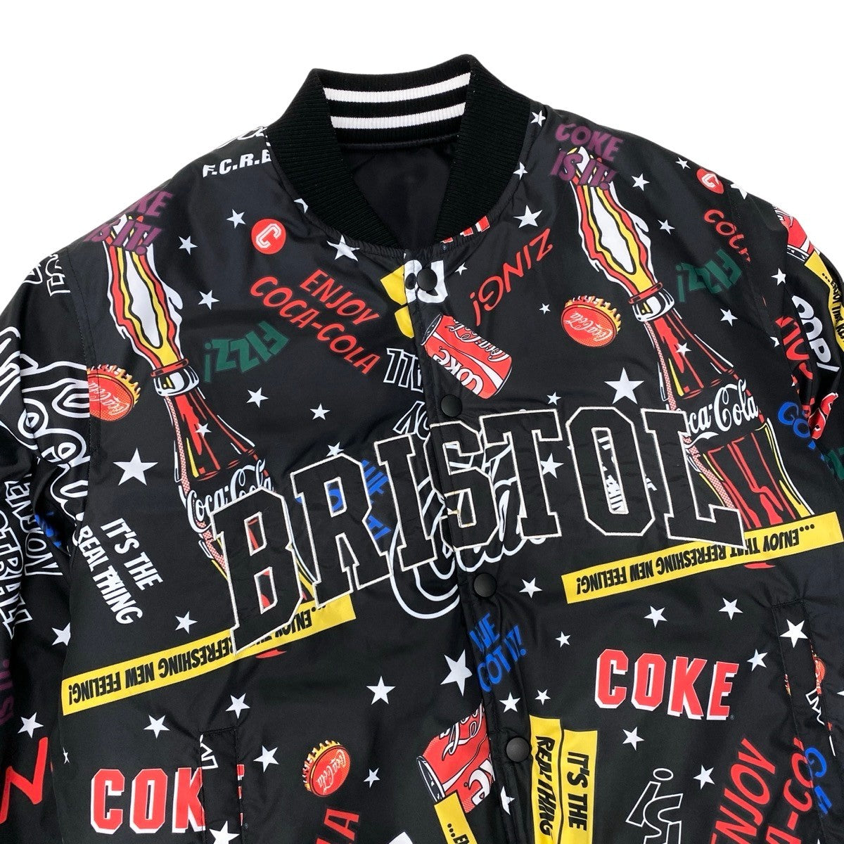 68h18 FCRB × Coca Cola エフシーレアルブリストル コカ・コーラ コラボ リバーシブルブルゾン ナイロンジャケット サイズM ブラック メンズu02t