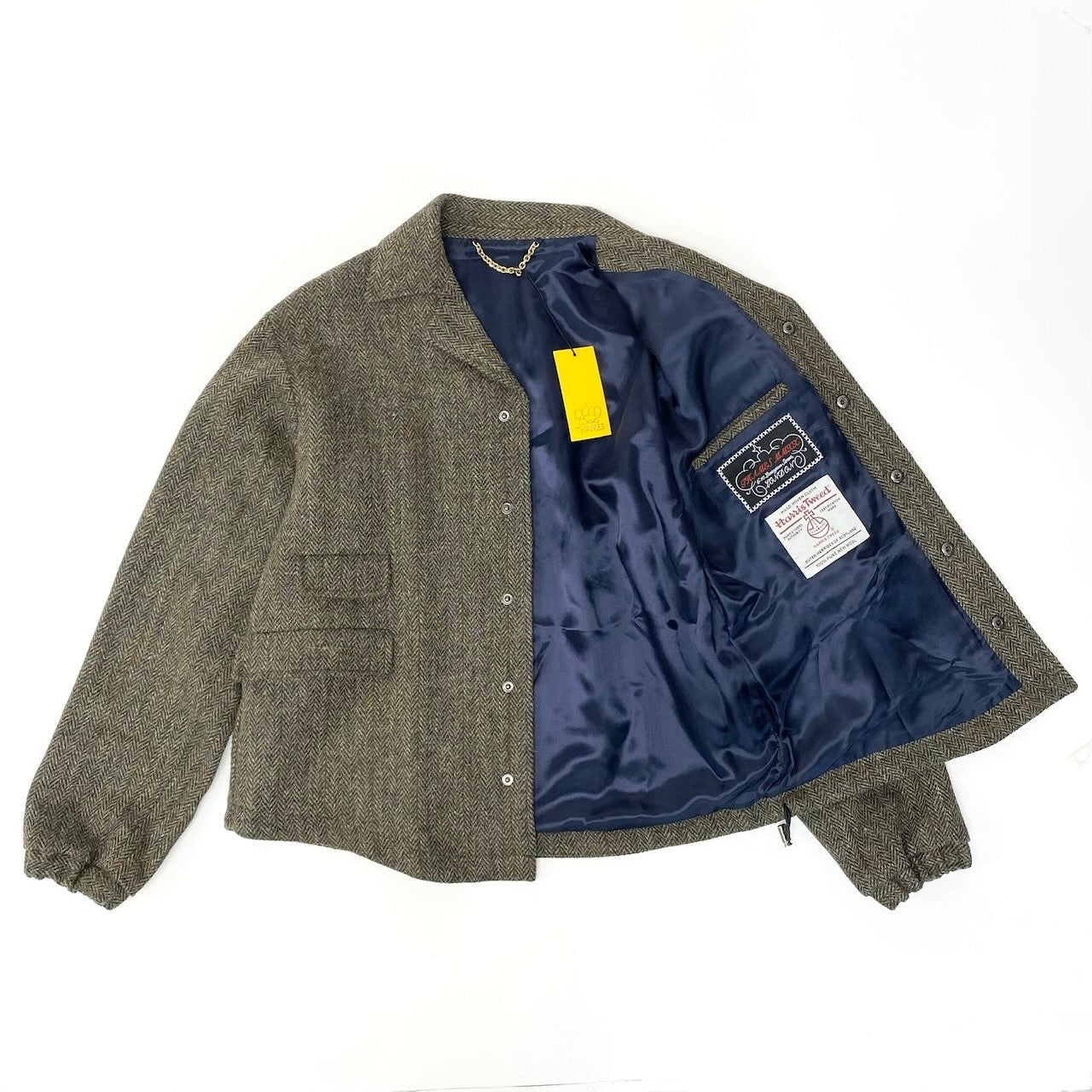 42c26 定価￥68,200 THAMES MMXX. テムズ × Harris Tweed ハリスツイード ワッキングジャケット サイズＭ カーキ ヘリンボーン ブレザー タグ付t18r