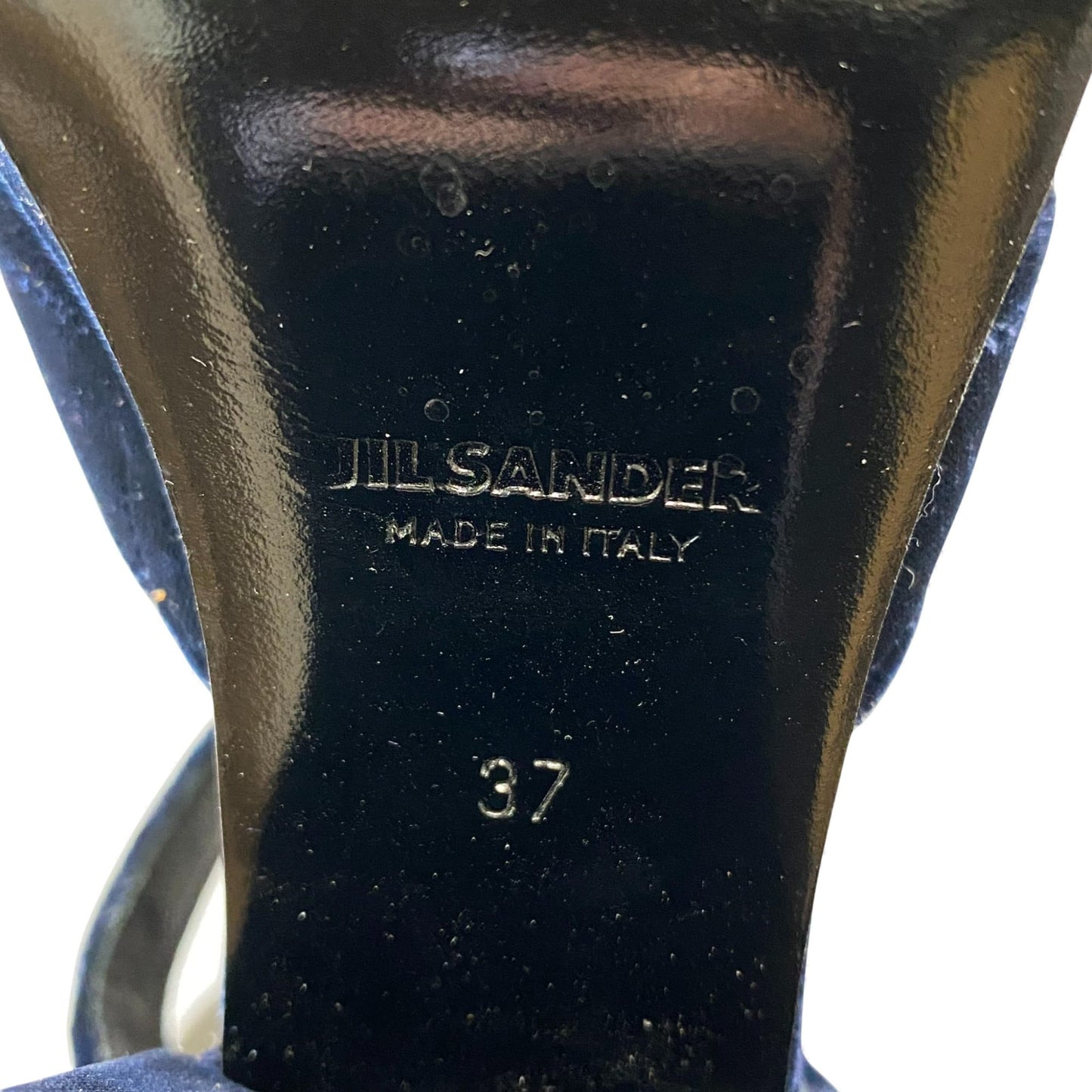 L11 JIL SANDER ジルサンダー ベロア ベルベットサンダル チャンキーヒール サイズ37 ネイビー ストラップ レディース 女性用 靴k02i