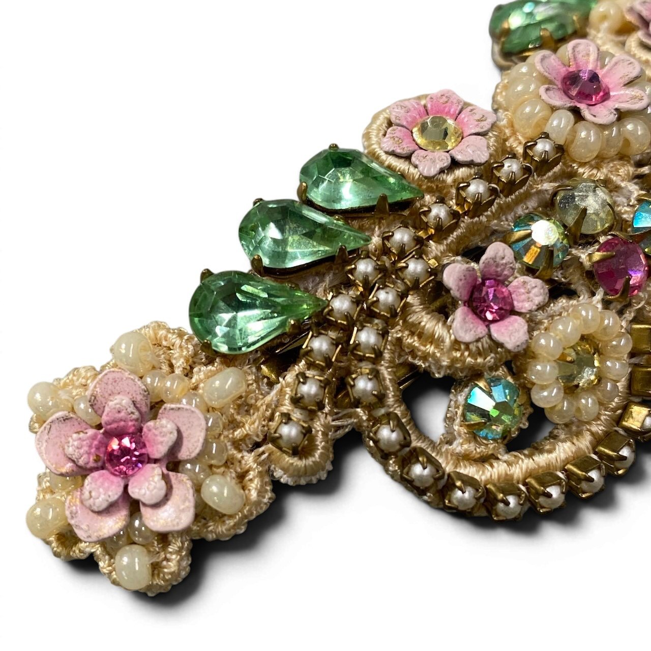 e4 Michal Negrin ミハエルネグリン レースバレッタ ヘアアクセサリー 花柄モチーフ ビーズ レース装飾 フランス製 アイボリー系 レディース 女性用u02t
