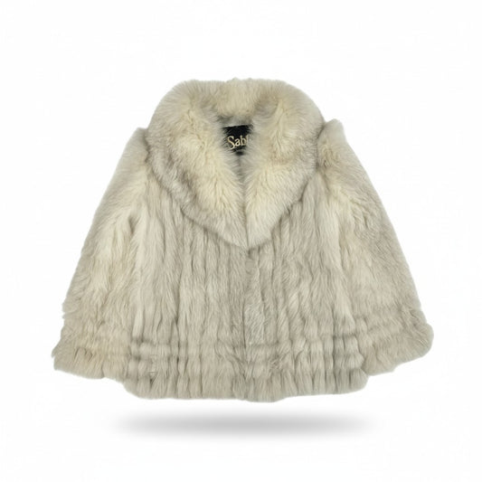 83L10 MG Sable エムジー セーブル ブルーフォックス ファーコート サイズ11号 ホワイト 本毛皮 FOX FUR ポケット有t18r