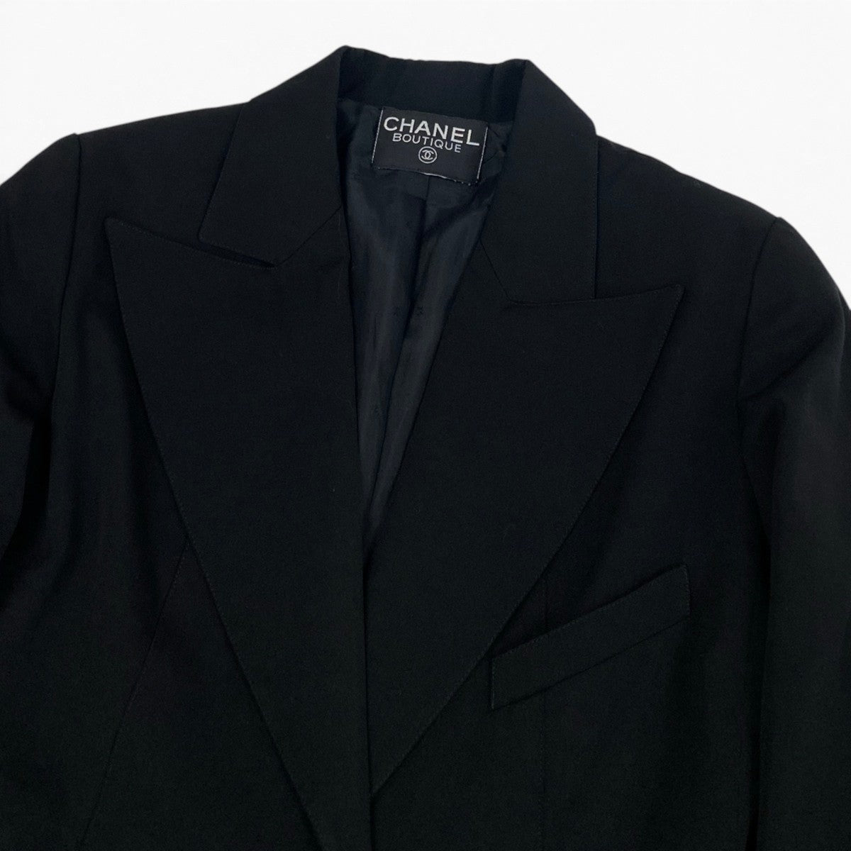 i22 CHANEL シャネル CCボタン アシンメトリージャケット CC Button Vintage Asymmetrical Blazer 21721 ブラックt18r