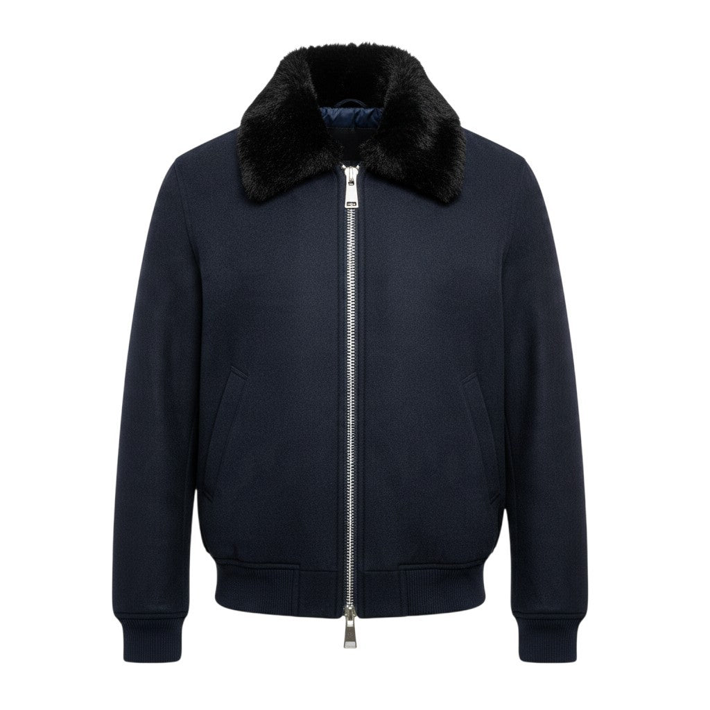 37j16 【未使用】 DIOR HOMME ディオールオム ビーバーファー ウールジャケット 2way ブルゾン 013C406A3840 サイズ46 ネイビー メンズu02t
