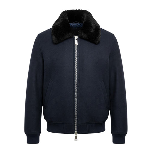 37j16 【未使用】 DIOR HOMME ディオールオム ビーバーファー ウールジャケット 2way ブルゾン 013C406A3840 サイズ46 ネイビー メンズu02t
