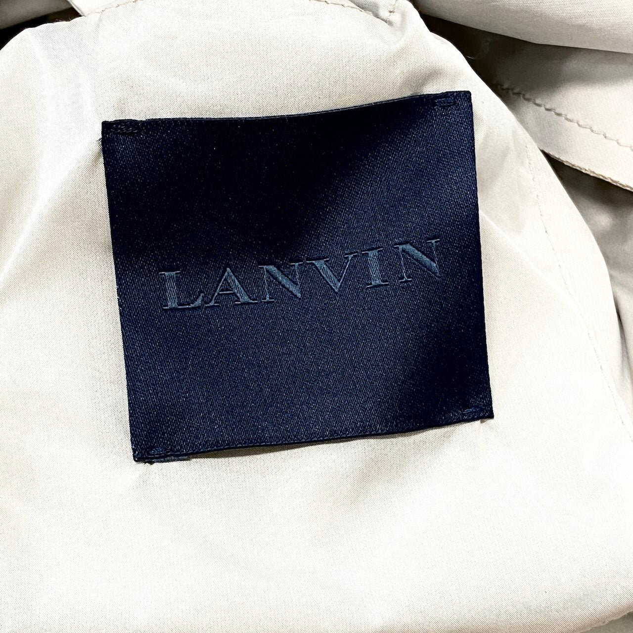 12f17 LANVIN ランバン 2way スプリングコート ロングコート 伸縮ストレッチ 薄手 サイズ46 グレージュ メンズ 紳士服u02t
