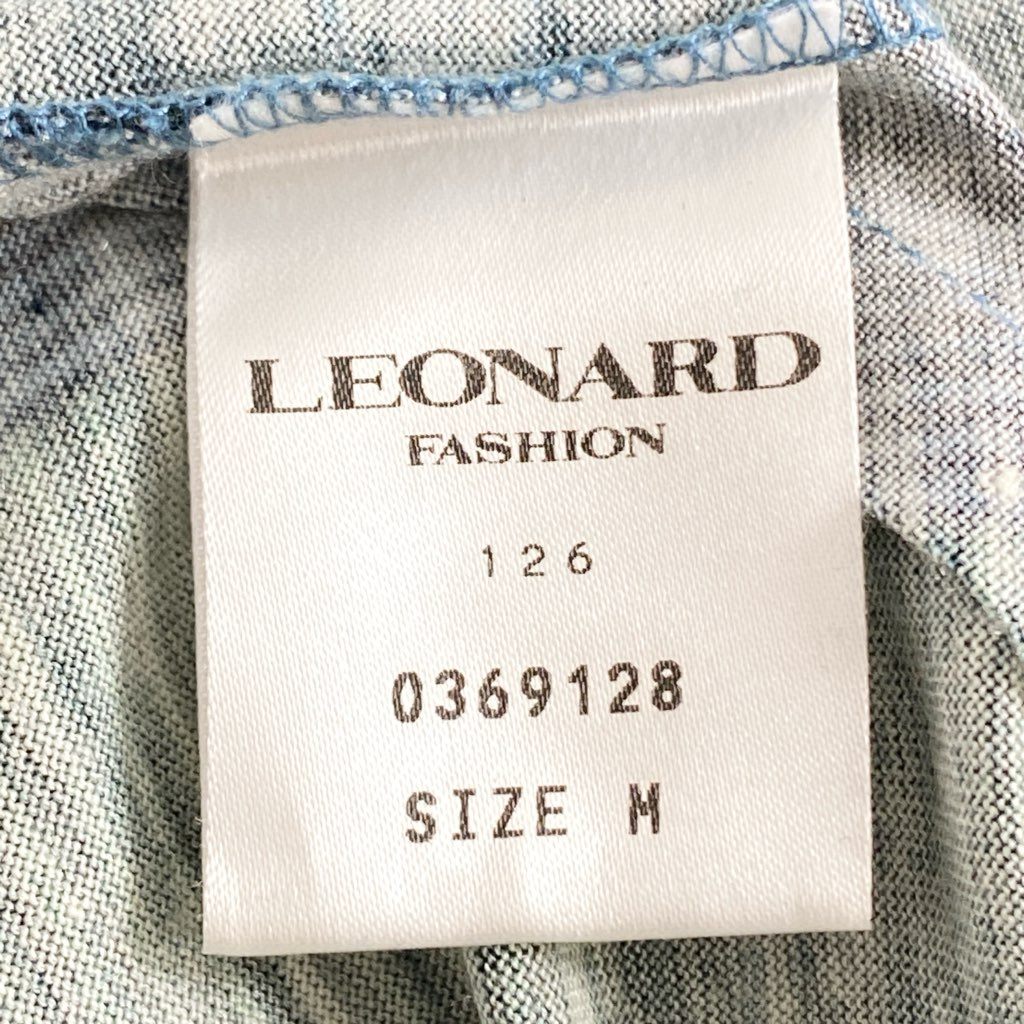 59e20 LEONARD レオナール ボウタイ半袖Tシャツ カットソー トップス サイズM グリーン レディース 日本製