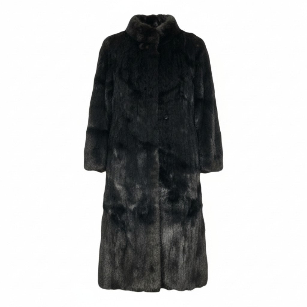 10L15 ダークミンク 丈115cm 超ロングコート サイズ9号 ブラック 本毛皮 MINK FUR リアルファー 毛質◎t18r