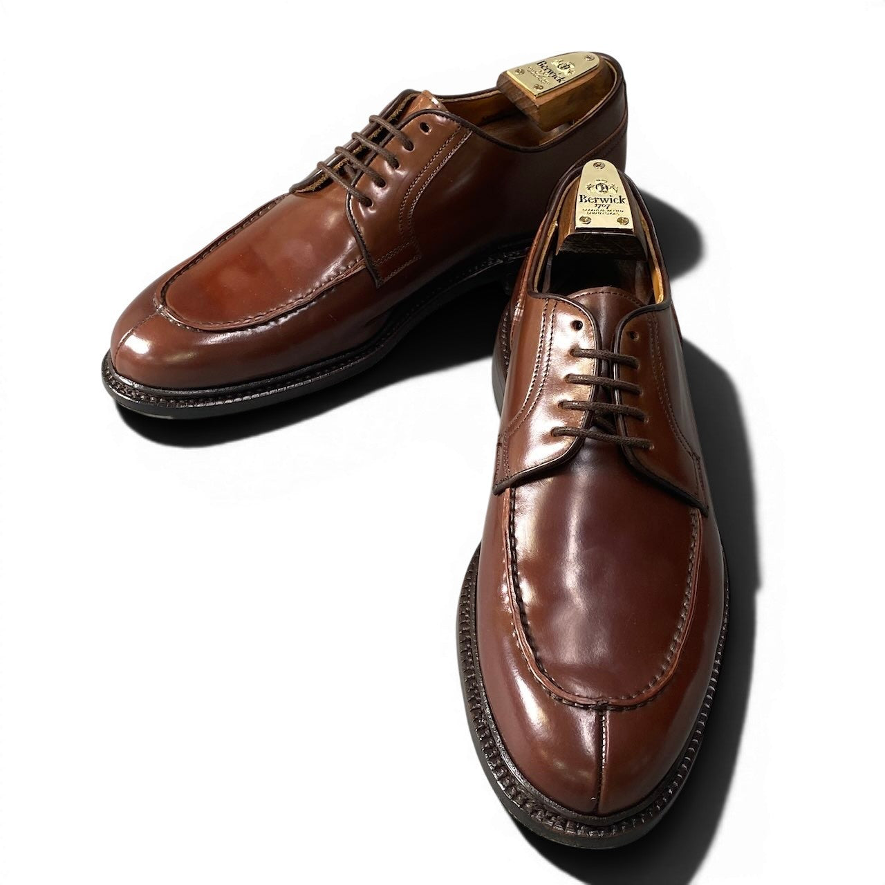 3g7 Berwick バーウィック CORDOVAN RIC コードバン シューズ 3682RDJR 26cm UK7 ブラウン レザー シューツリー付 革靴t18r