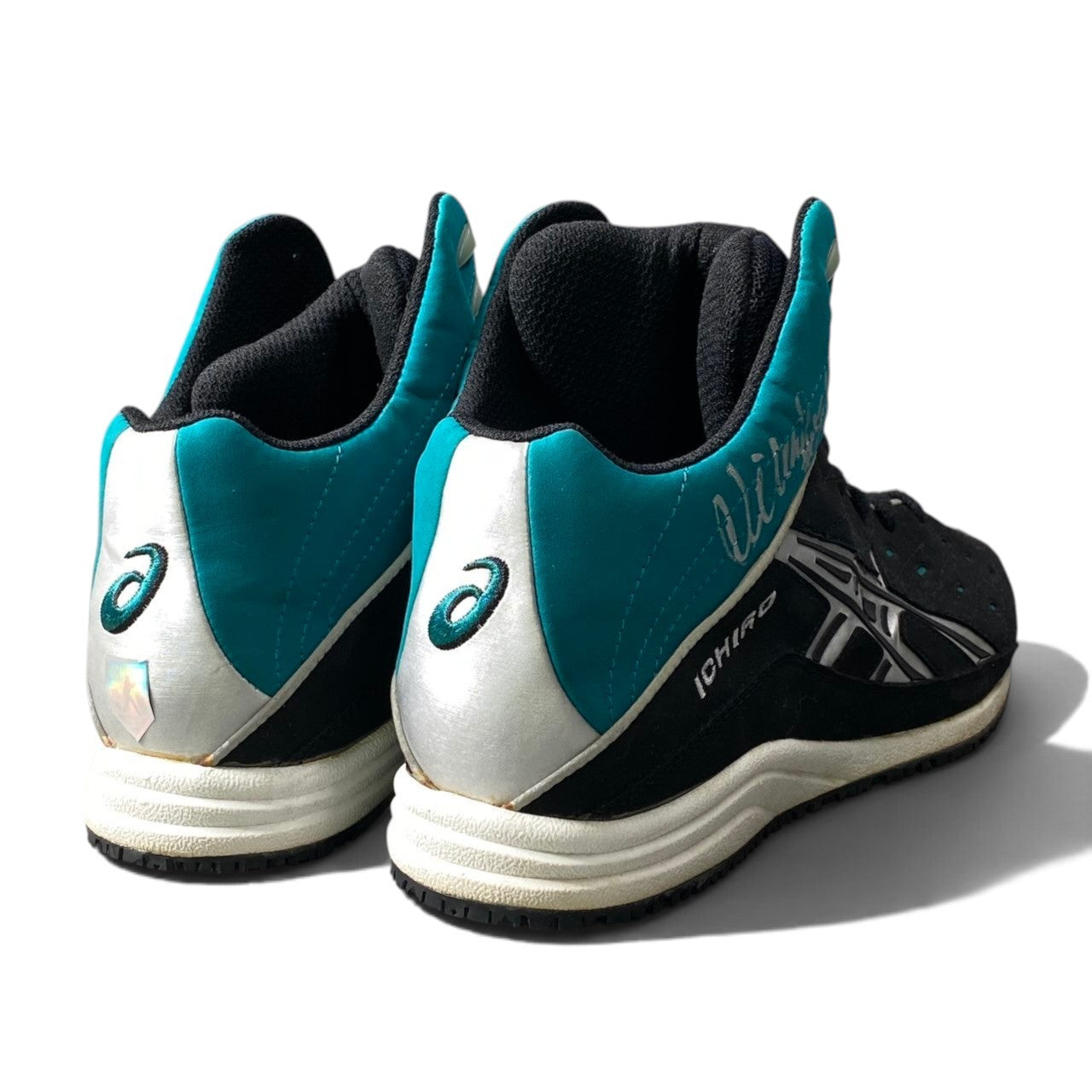 1h19 Asics アシックス 2003年 実使用 スパイク イチロー 直筆サイン入り ICHIRO ブラック グリーン メンズ 男性用k02i