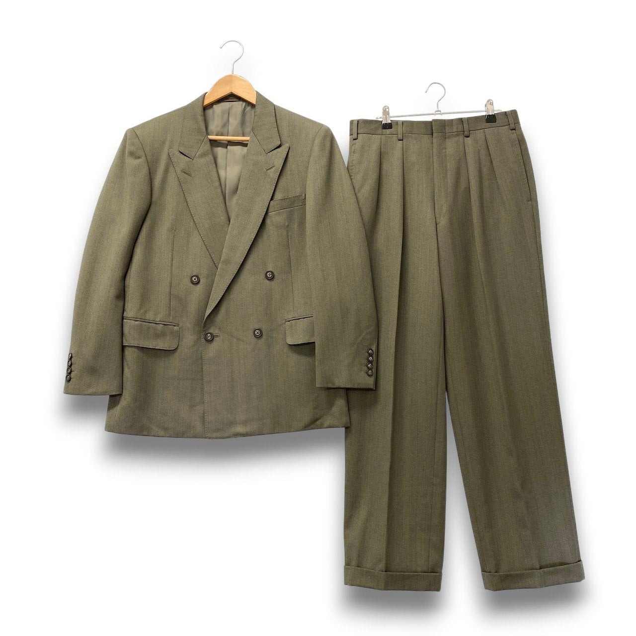 42c26 Burberrys バーバリーズ セットアップスーツ ウールジャケット 厚手 フォーマル ダブルブレスト メンズ 男性用 WF422-040-77 92-80-170A5 グレー系o07t