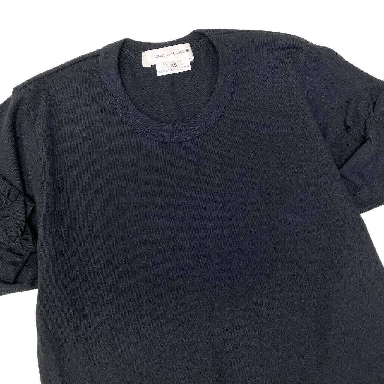 Af8 COMME des GARCONS コムデギャルソン コットン フリルデザイン 半袖カットソー AD2012 サイズXS ブラック レディース 女性用u02t