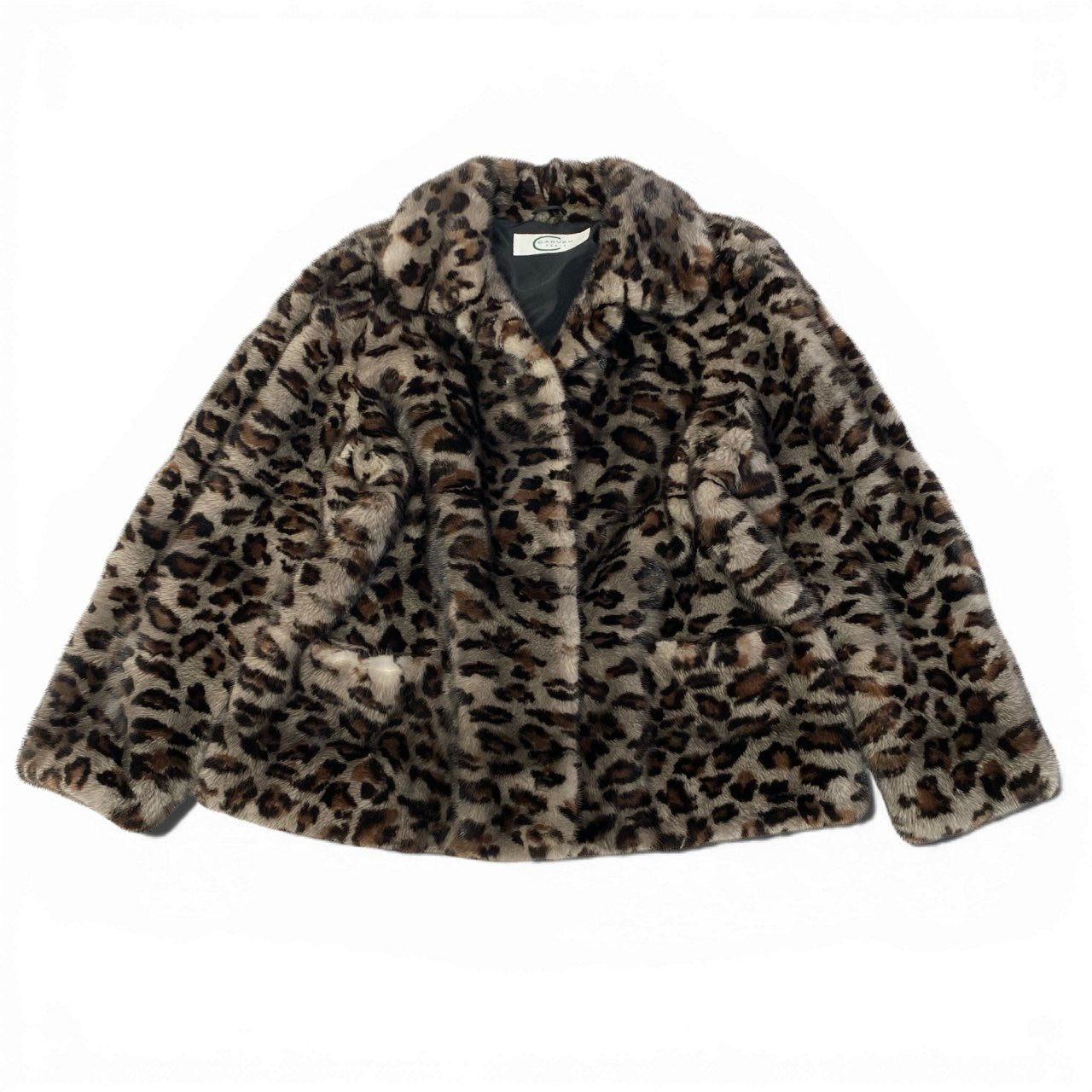 81a24 《希少》 CARVEN PARIS カルヴェン 染めミンク ミンクコート ハーフコート ジャケット FREE レオパード模様 ミンクファーt18r